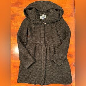 Green Envy Textured Wool-Blend Hooded Coat Size S